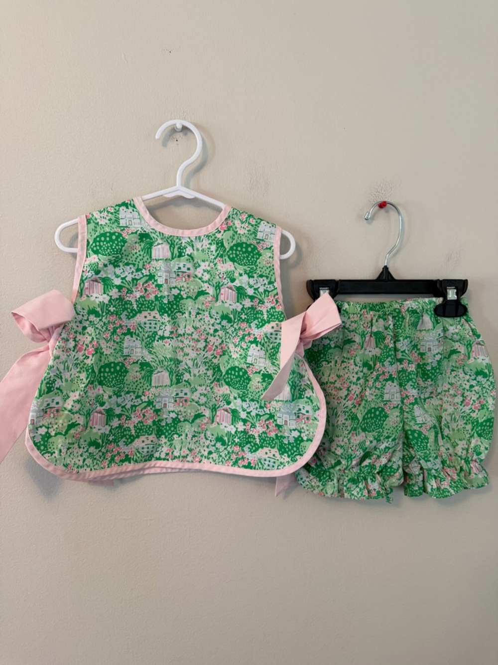 The Beaufort Bonnet Company Belmont Blooms Green Floral Tie Top with Bottoms